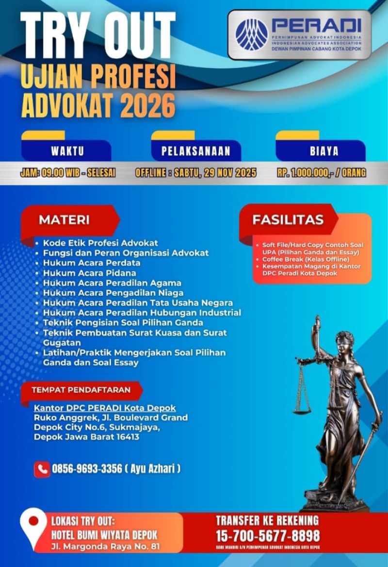 Try out ujian profesi Advokad (dok.fokuskota)